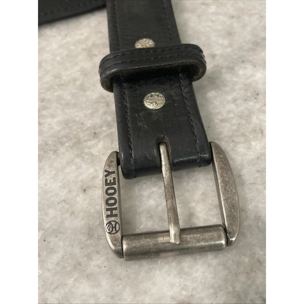 Hooey Belt Mens 40 Black Leather Western Business Cowboy Rodeo Made in USA